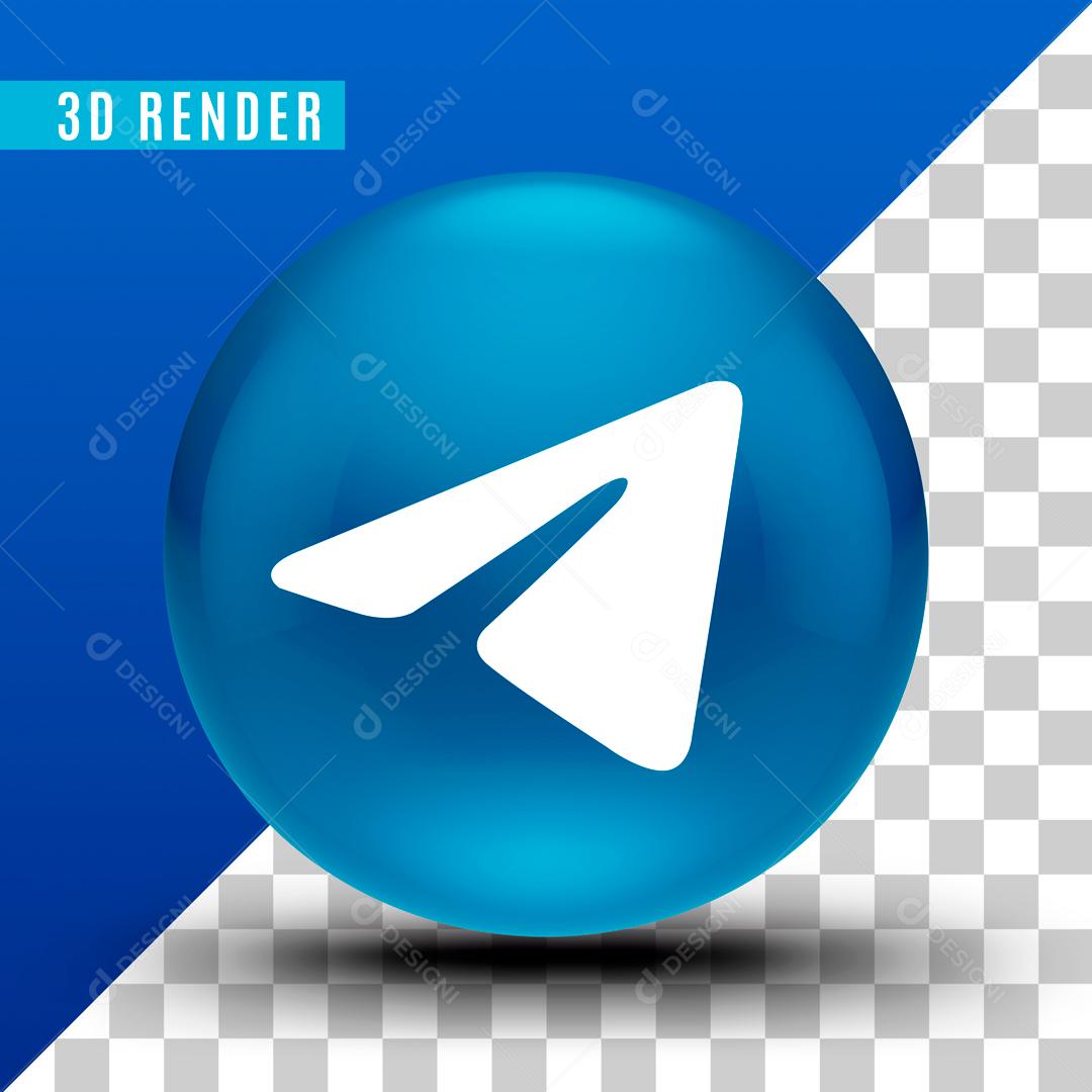 Ícone Telegram Logo Azul Avião De papel PSD Editável