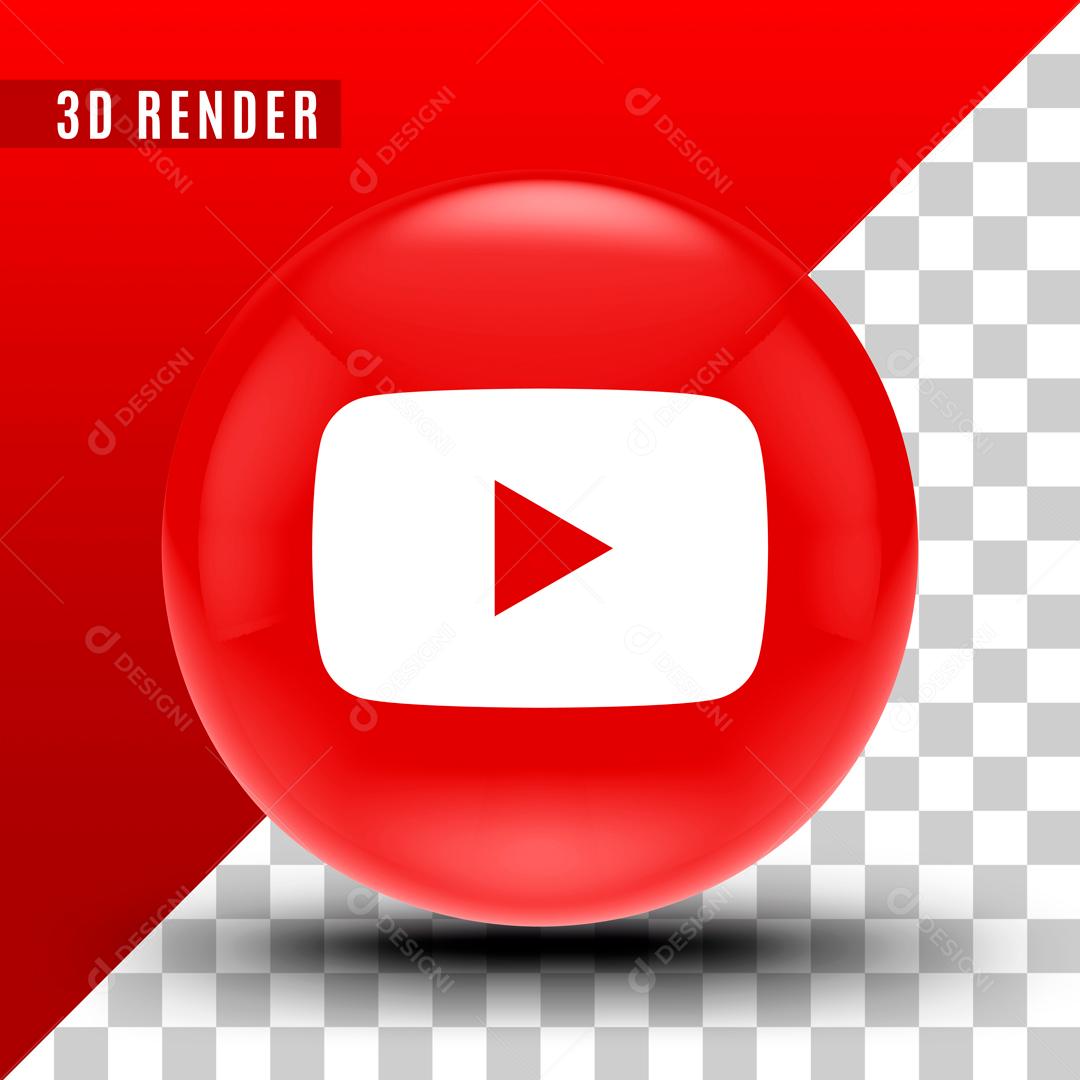 ícone Youtube Vermelho PSD Editável