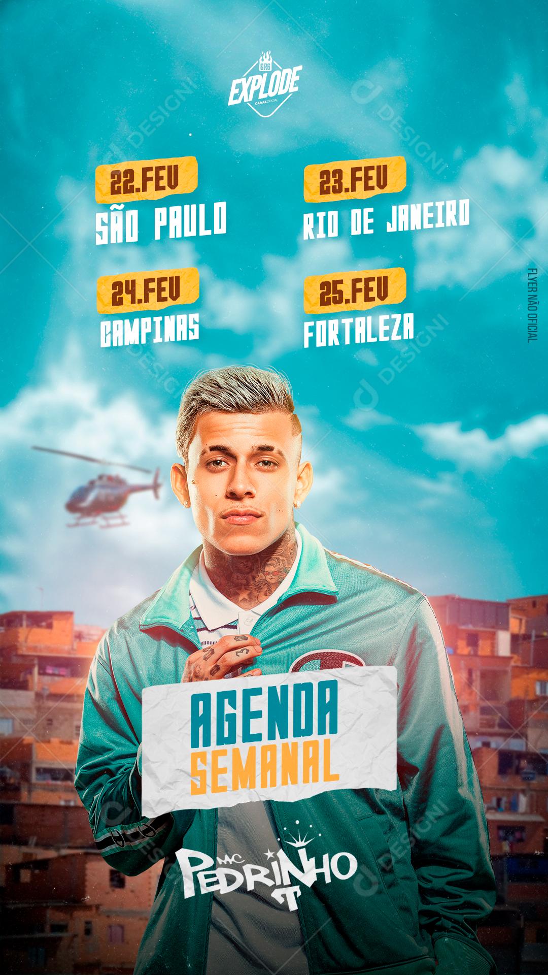 Flyer Agenda Semanal Mc Pedrinho Social Media PSD Editável