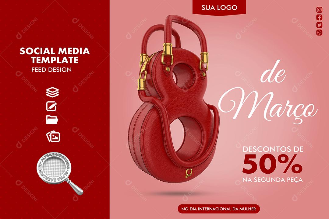 8 De Março Desconto 50% Dia Da Mulher Social Media PSD Editável