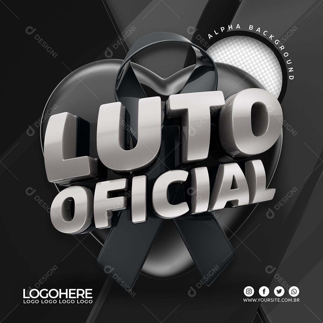 Selo 3D Luto Oficial Para Composição PSD Premium