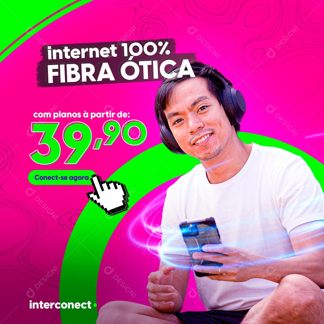 Internet Fibra ótica Com Planos A partir Social Media PSD Editável