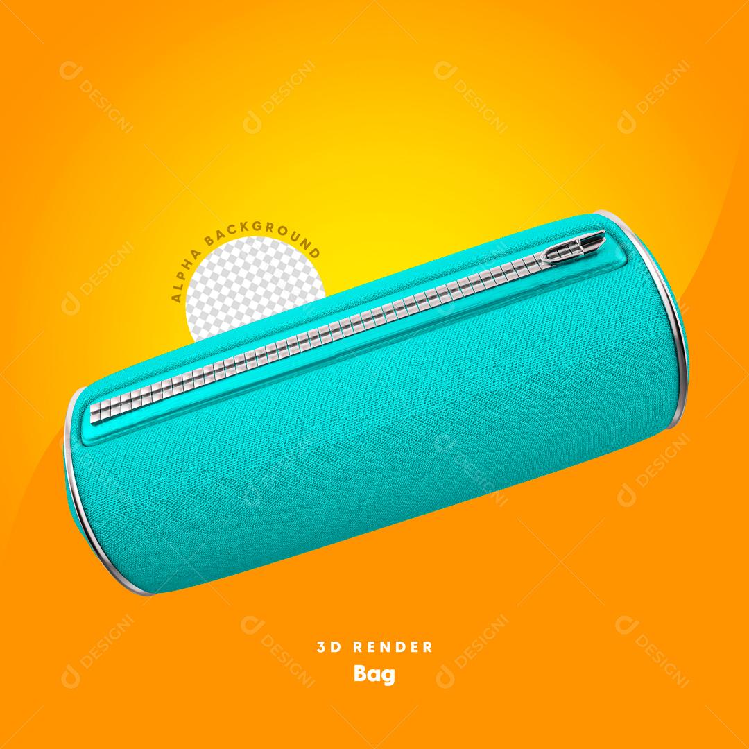 Elemento 3d Estojo Azul Ciano PSD Editável