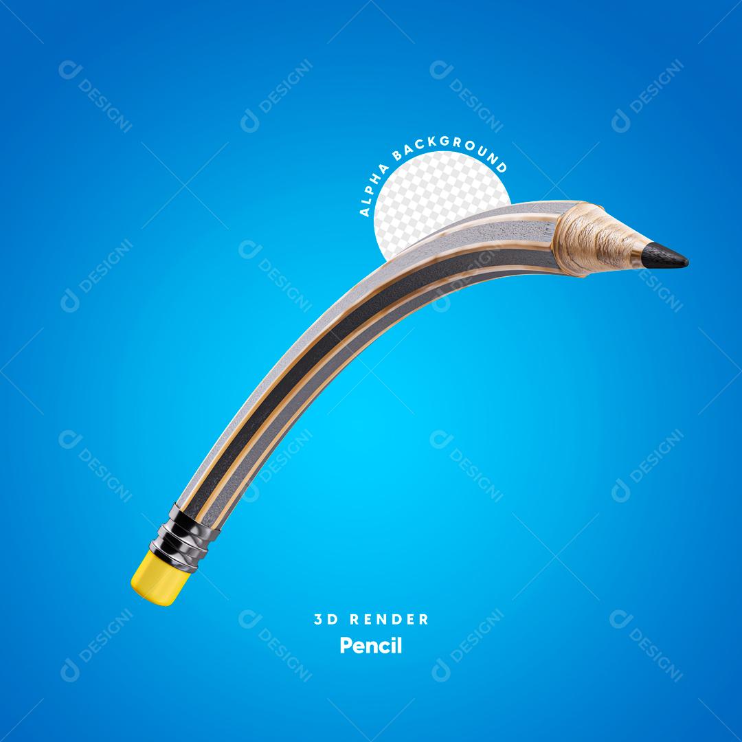Elemento 3D Lápis Preto Grafite PSD Editável