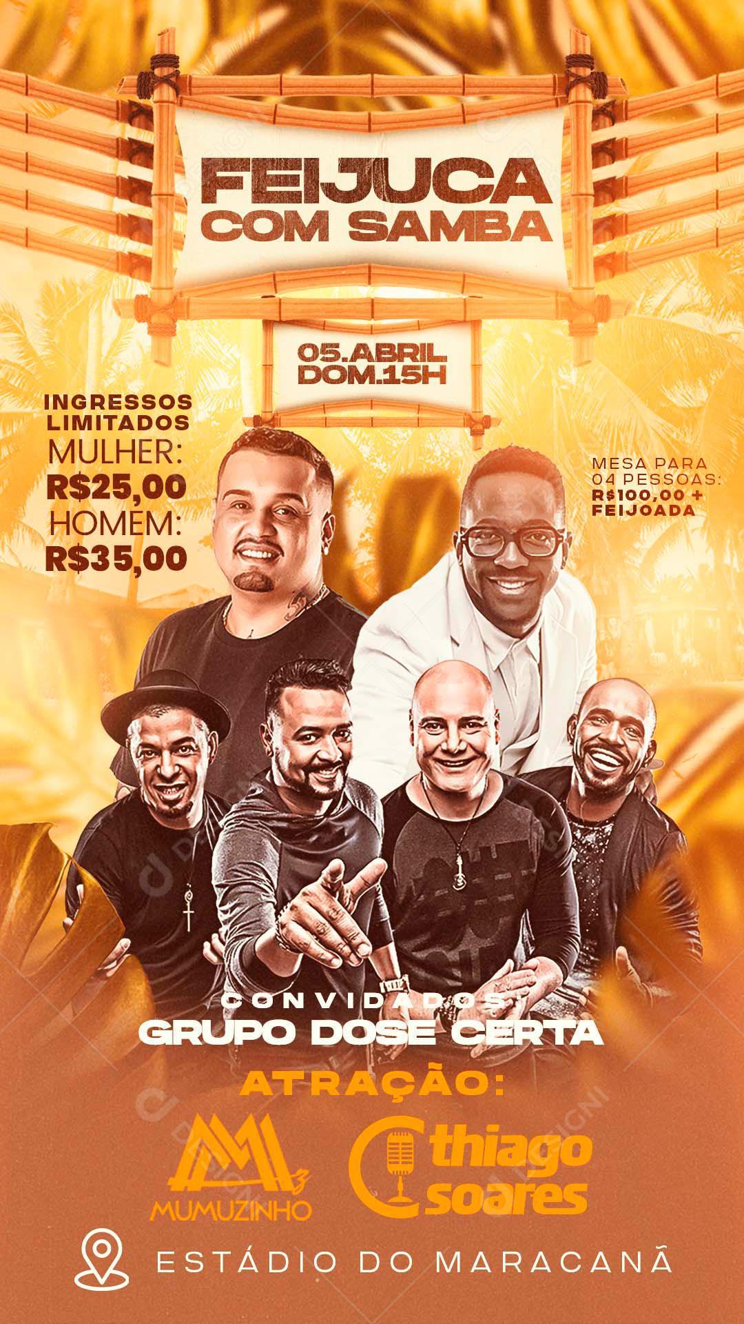 Flyer Feijoca Com Samba Social Media PSD Editável