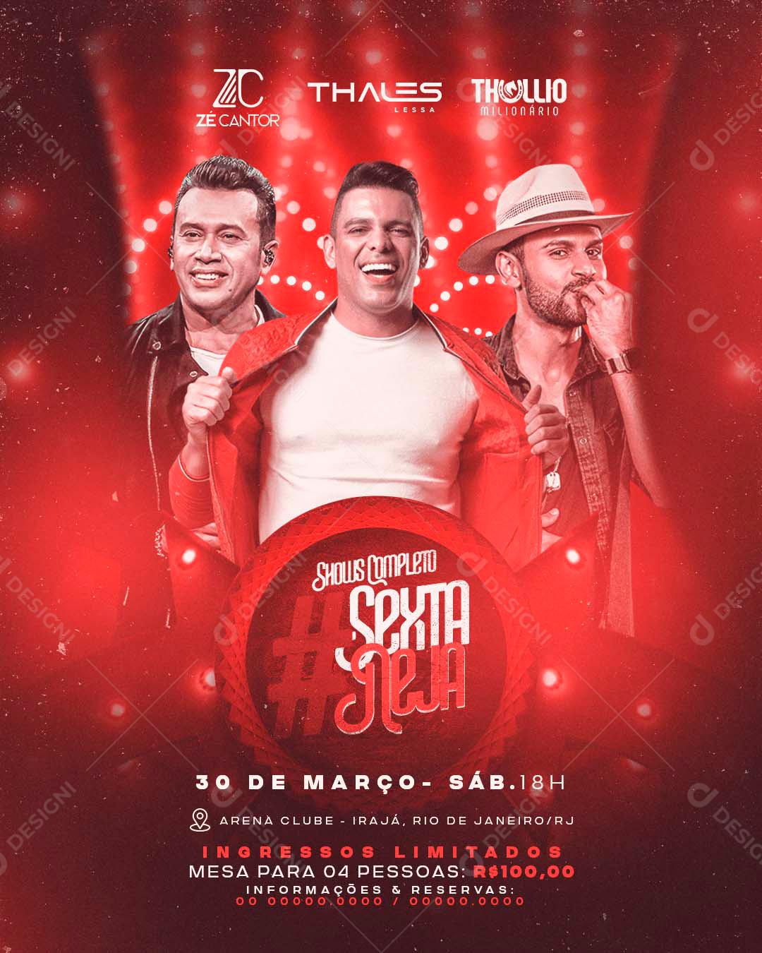 Flyer Sexta Neja Mesa para 4 Pessoas Social Media PSD Editável