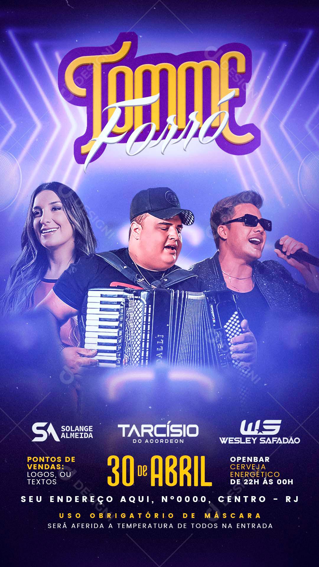 Flyer Tomé De Forró Tarciso Social Media PSD Editável