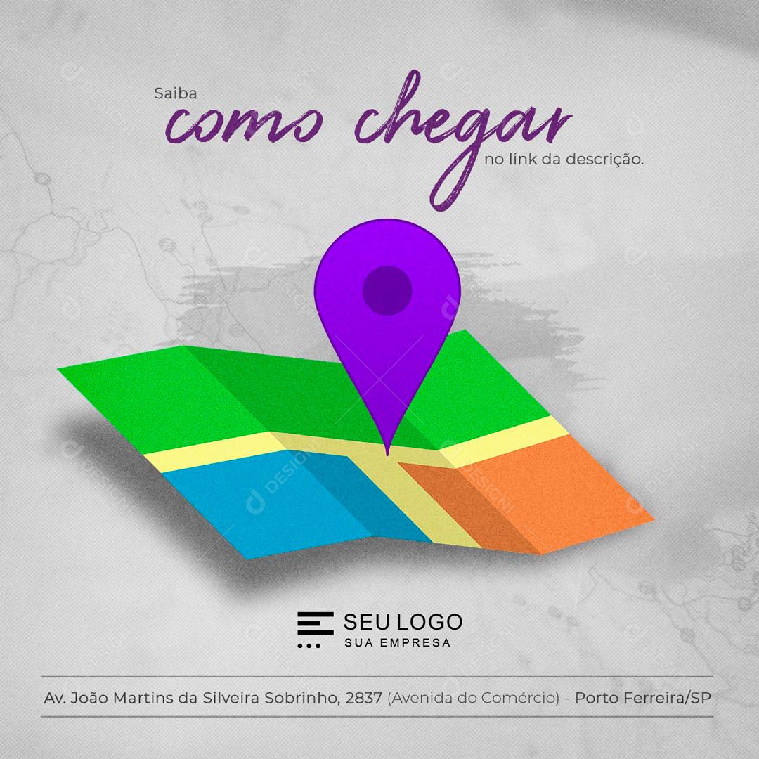 Saiba Como Chegar No Link da Descrição Social Media PSD Editável