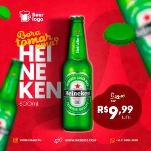 Bora Tomar Uma Heineken Hoje Social Media PSD Editável