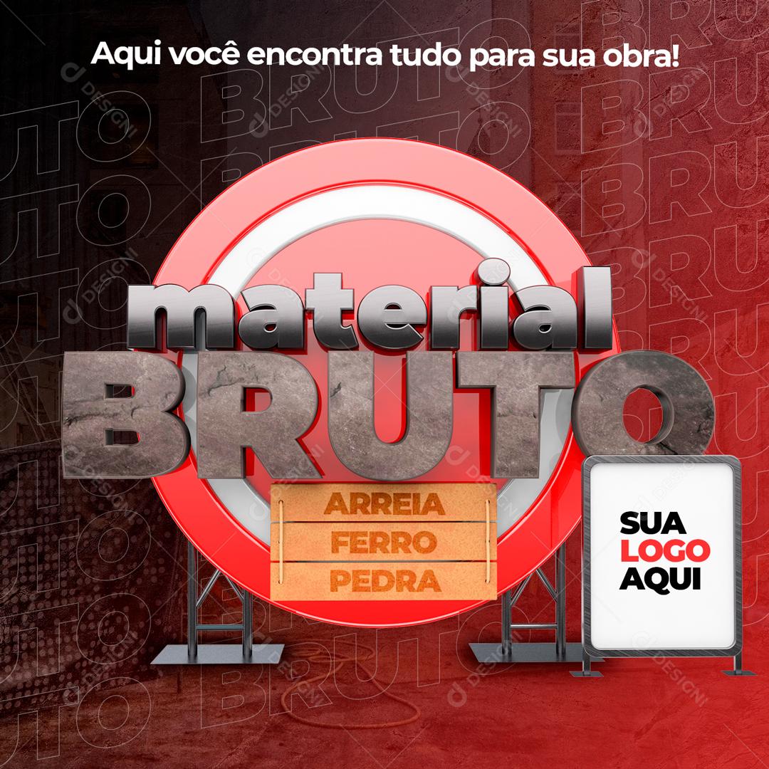 Selo 3D Para Composição Material Bruto Social Media PSD Editável