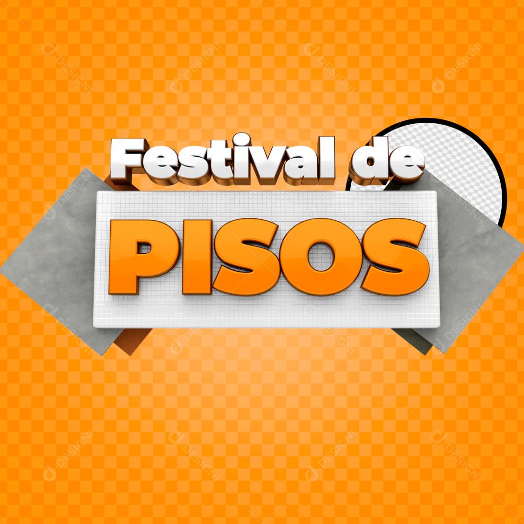 Selo 3D Para Composição Festival De Pisos PSD Editável