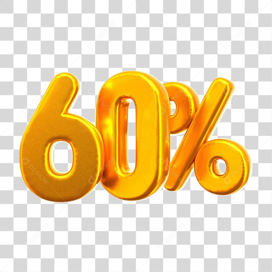 60% Elemento 3D Para Composição PNG Transparente