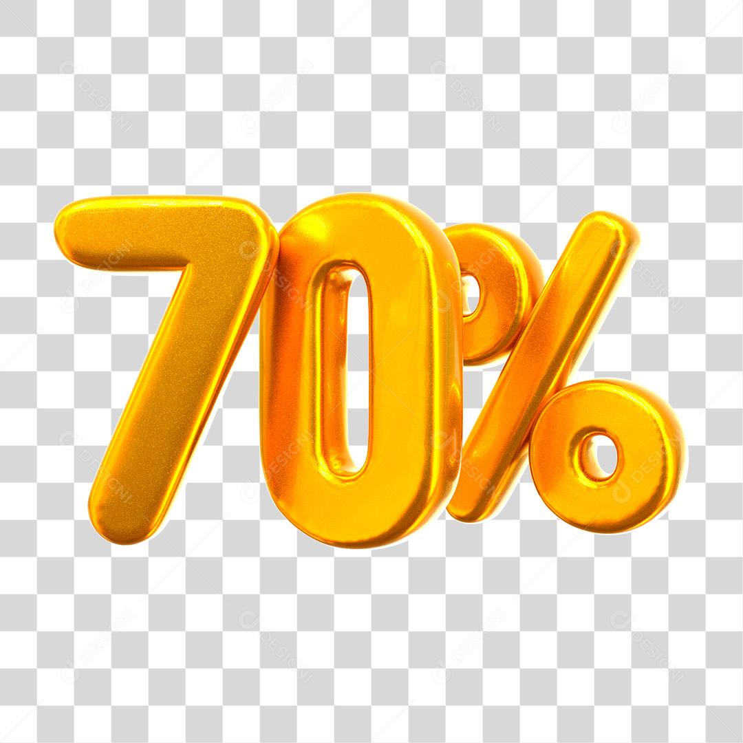 70% Número 3D Para Composição PNG Transparente