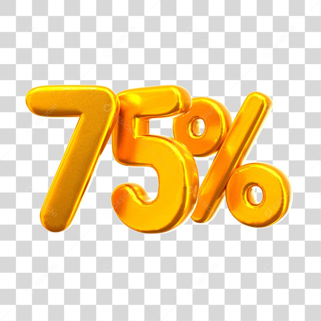 75% Número 3D Para Composição PNG Transparente