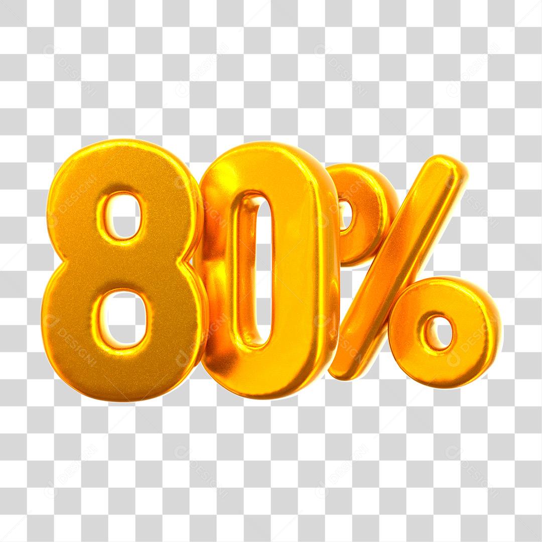 80% Número 3D Para Composição PNG Transparente