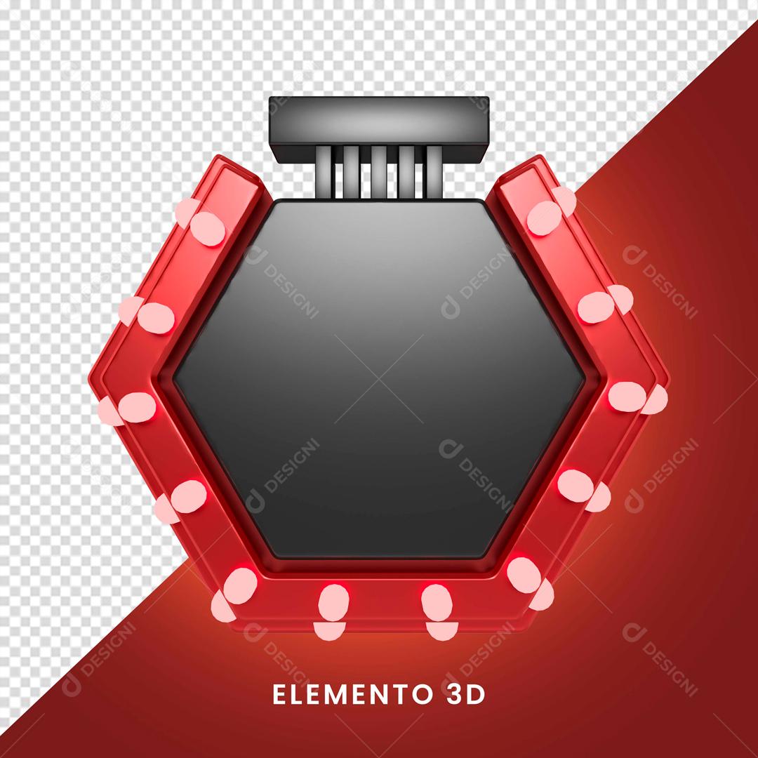 Elemento 3D Para Composição Painel Vermelho Com Luzes PSD Editável