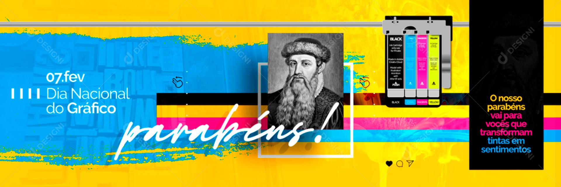 Banner 7 De Fevereiro Dia Do Gráfico Social Media PSD Editável