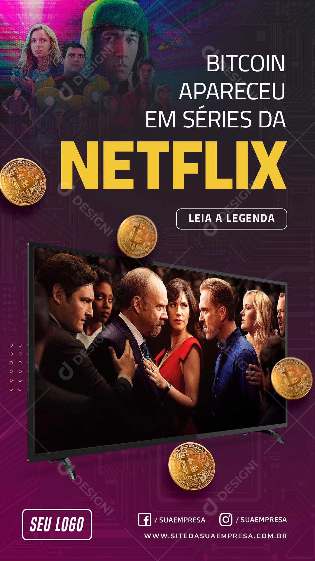 Bitcoin Apareceu em Séries da Netflix Social Media PSD Editável