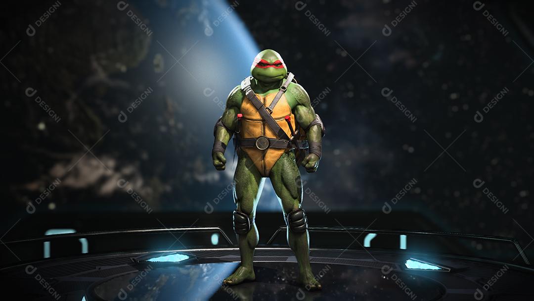 Raphael Ninja Turtle 3D render, ilustração 3D, 5 Fev, 2022, São Paulo, Brasil