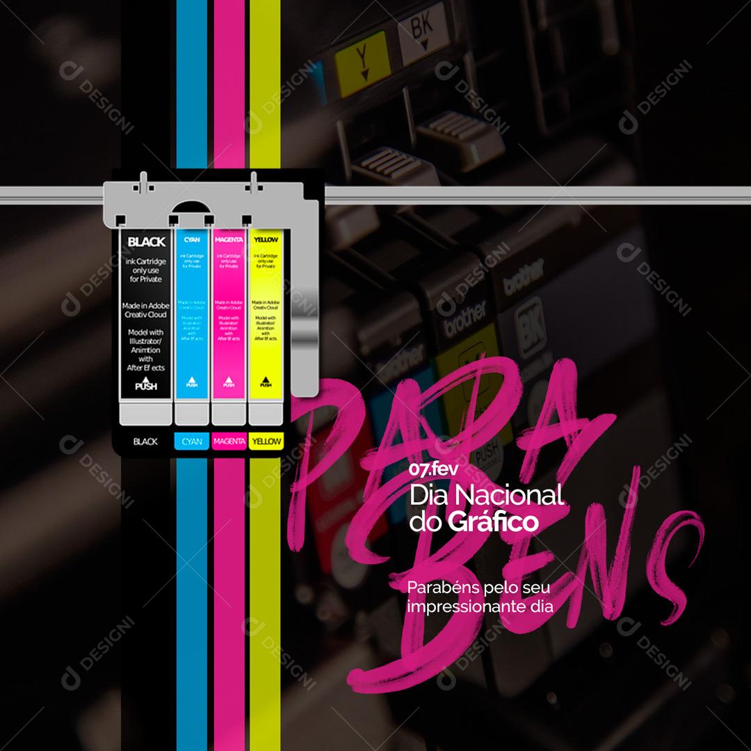 Social Media 07 De Fevereiro Dia Nacional do Gráfico PSD Editável