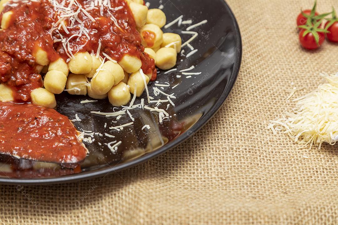 Gnocchi with natural organic tomato sauce Image JPG