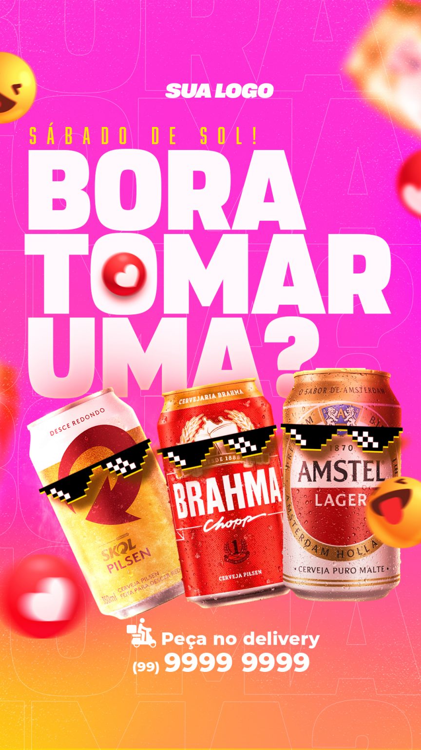 Social Media Bora tomar uma Delivery Cerveja PSD Editável