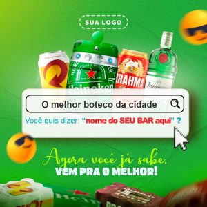 Social Media Bar boteco agora você já sabe Cerveja PSD Editável