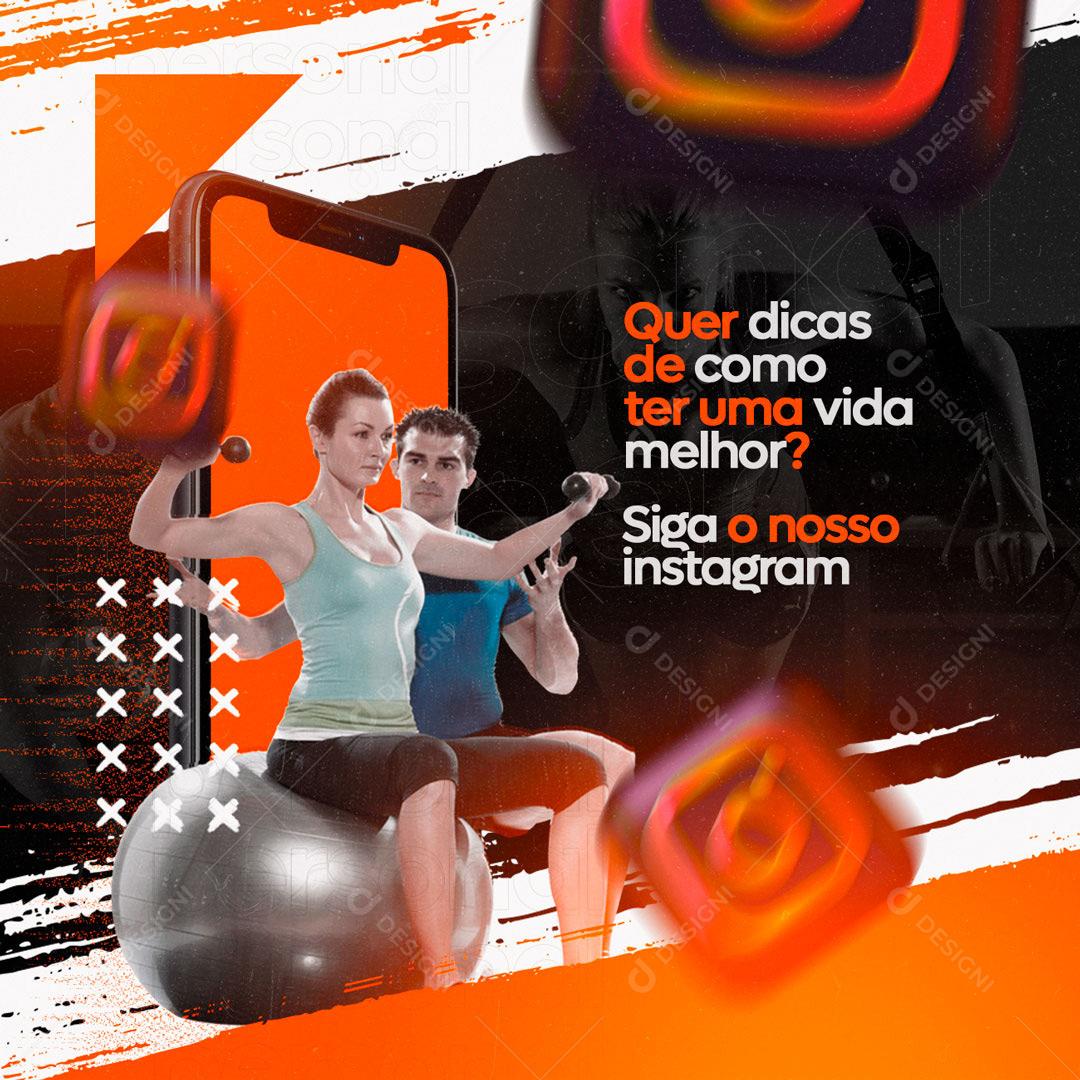 Social Media Quer dicas de como ter uma vida melhor Personal Trainer PSD Editável