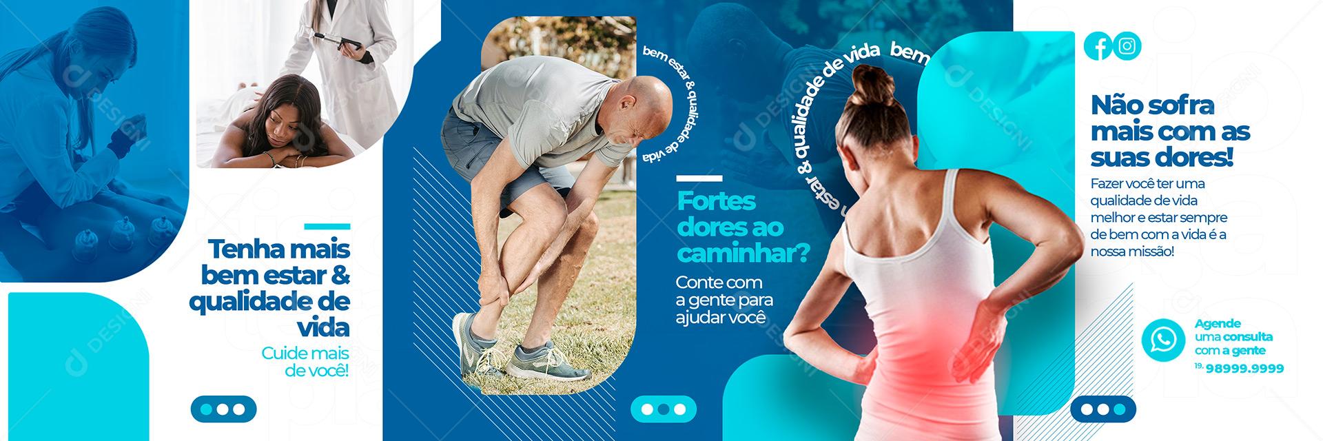 Clínica Não Sofra Mais Com as Suas Dores Carrossel Social Media PSD Editável
