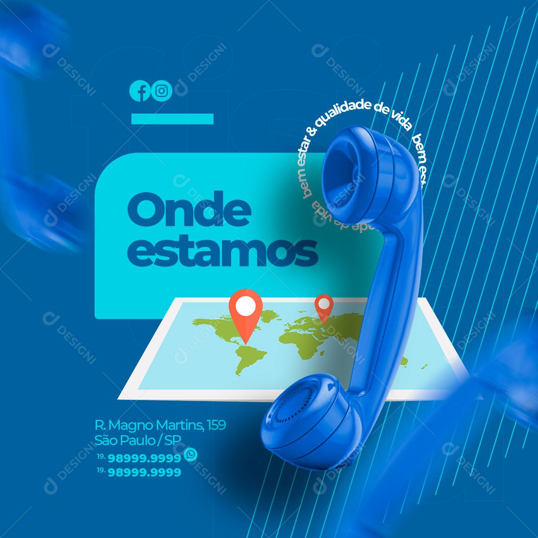 Clínica de Fisioterapia Onde estamos Social Media PSD Editável