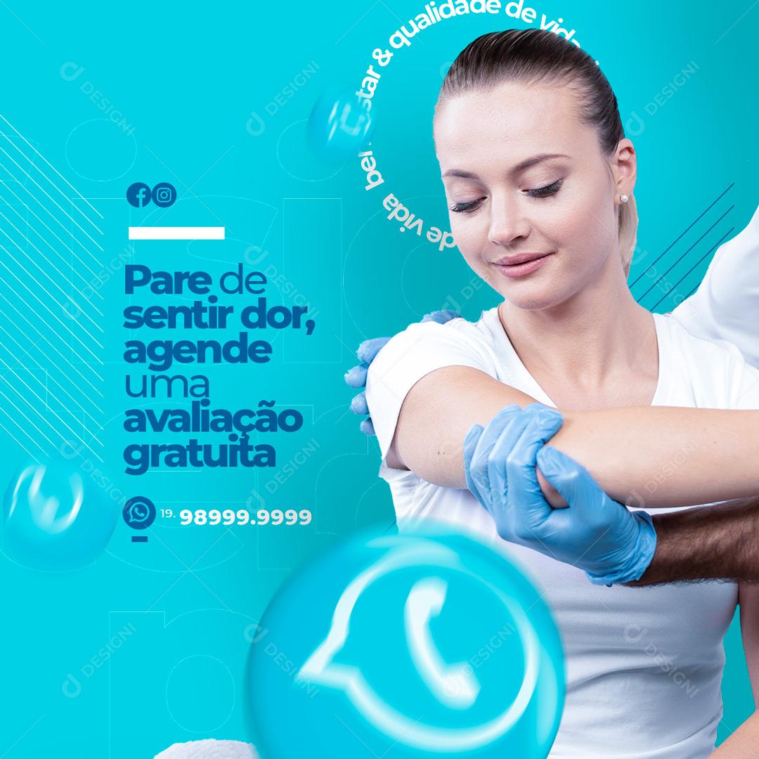 Social Media Stop feeling pain schedule a free evaluation Physiotherapy Clinic Editable PSD