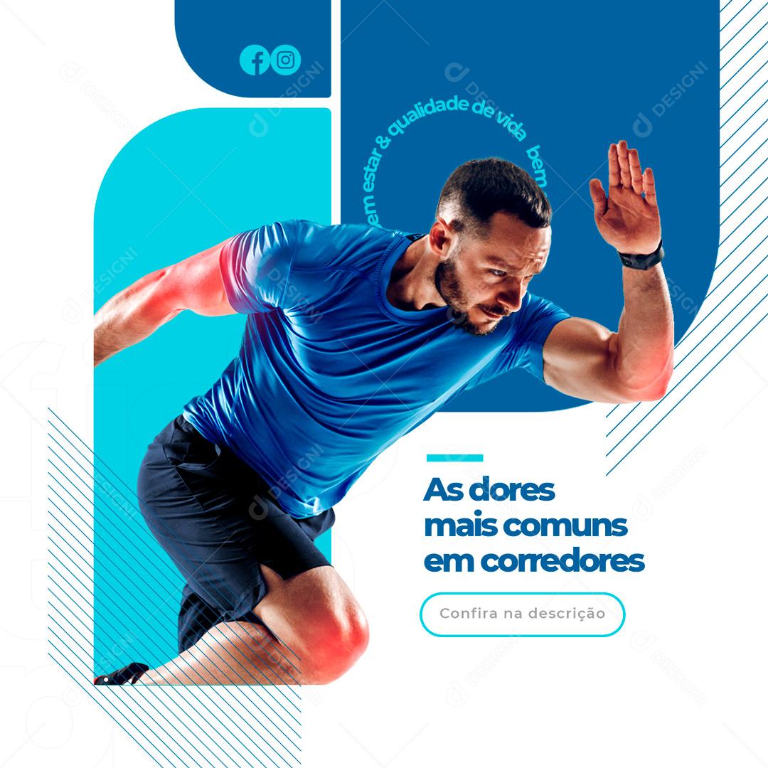 Social Media Clínica de Fisioterapia As Dores mais Comuns Em corredores PSD Editável