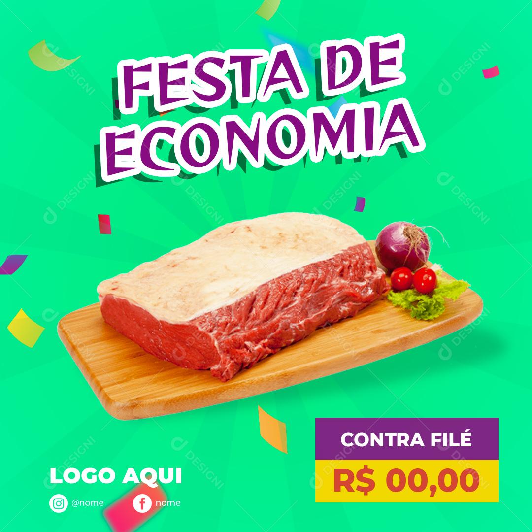 Festa de Economia Açougue Carne Social Media PSD Editável