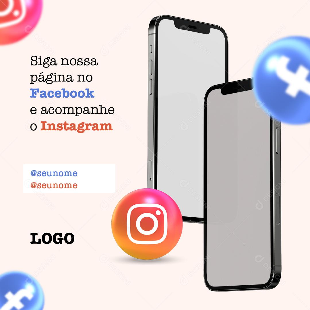 Siga Nossa Página no Facebook Social Media PSD Editável