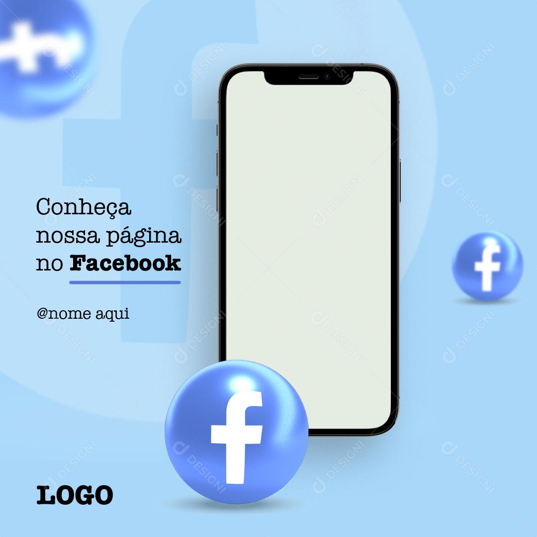 Social Media Conheça Nossa Página no Facebook PSD Editável