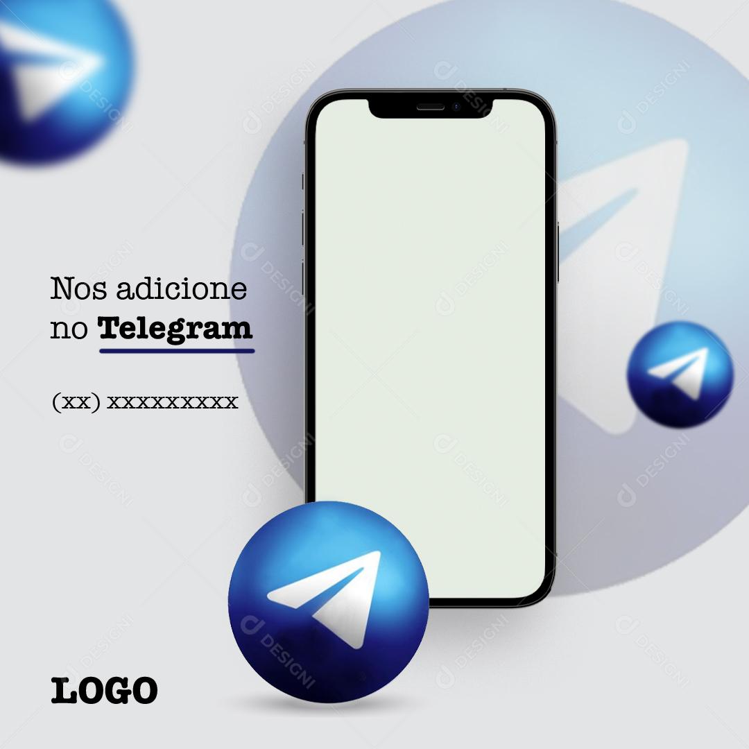Social Media Nos Adicione no Telegram PSD Editável