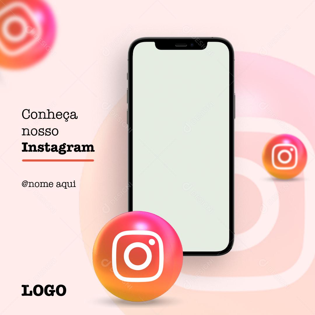 Social Media Conheça Nosso Instagram PSD Editável