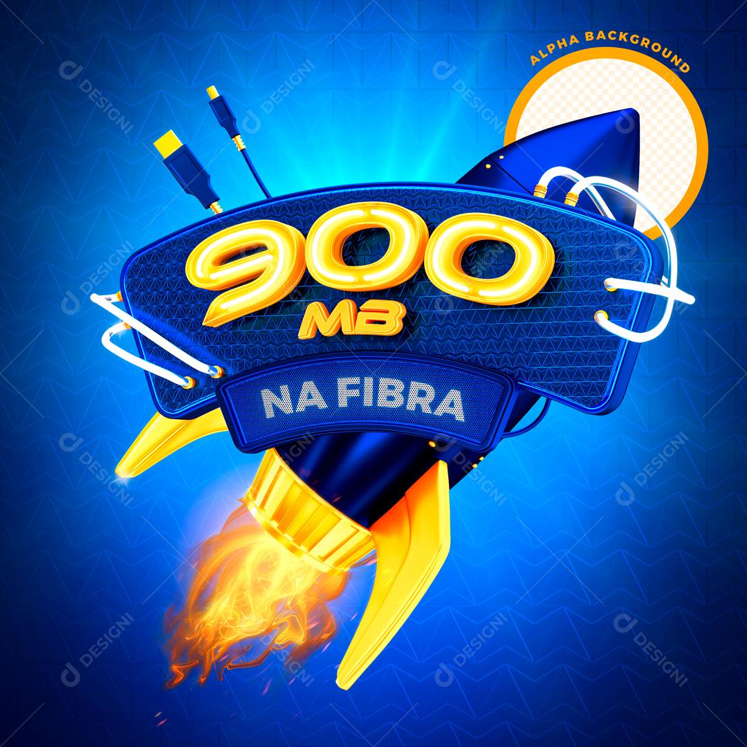 Selo 3D Para Composição Giga De Internet Fibra Óptica PSD Editável