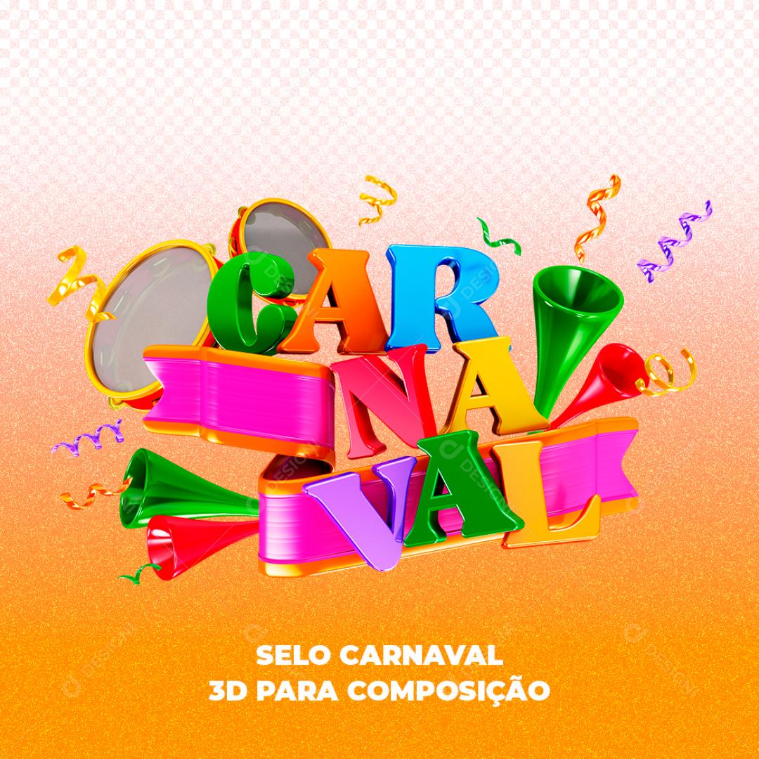 Selo 3D Para Composição Carnaval Coloridos PNG Transparente