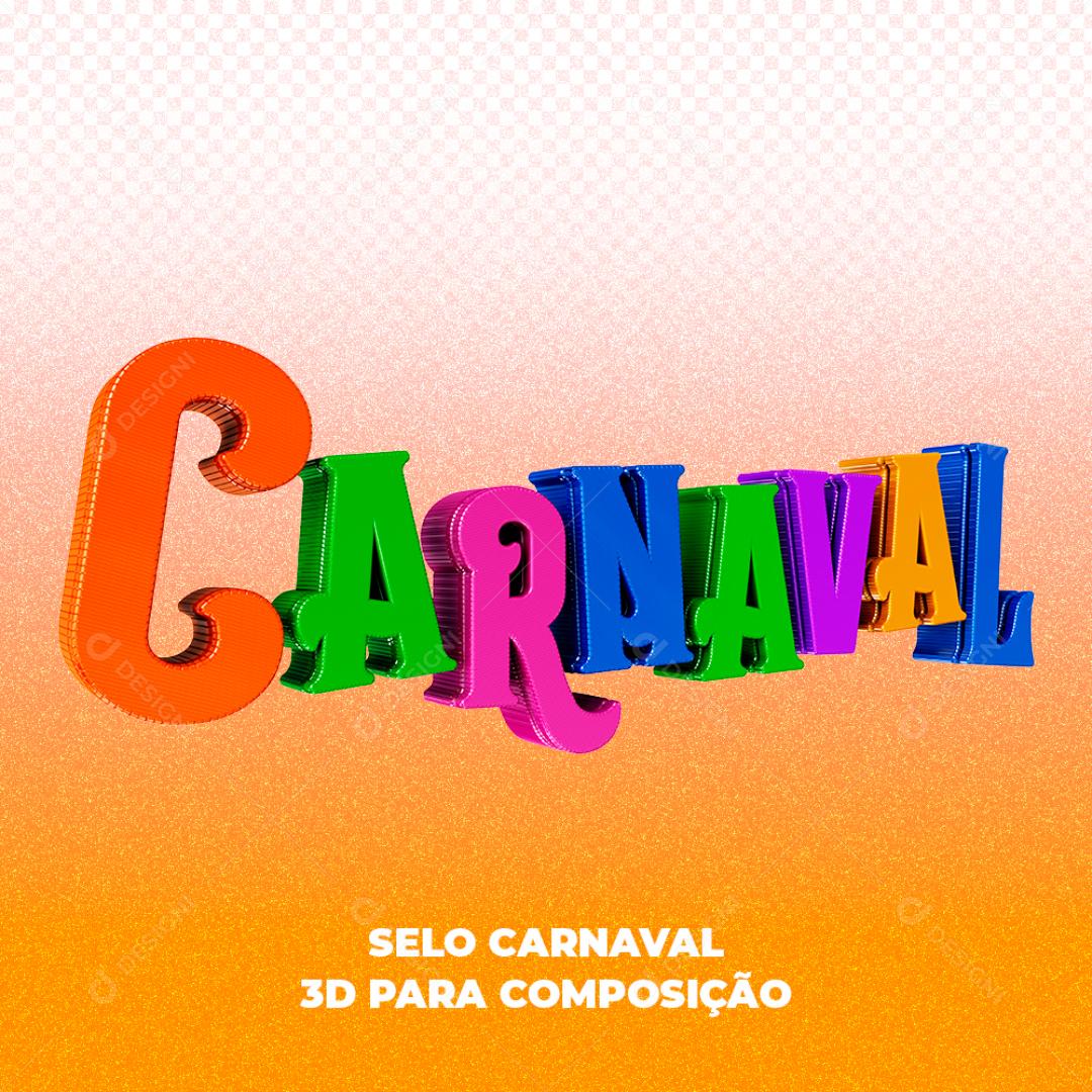 Selo 3D Para Composição Carnaval Coloridos PNG Transparente
