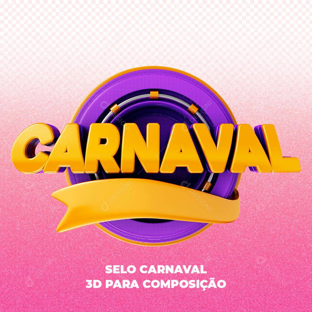 Selo 3D Para Composição Carnaval Coloridos PNG Transparente