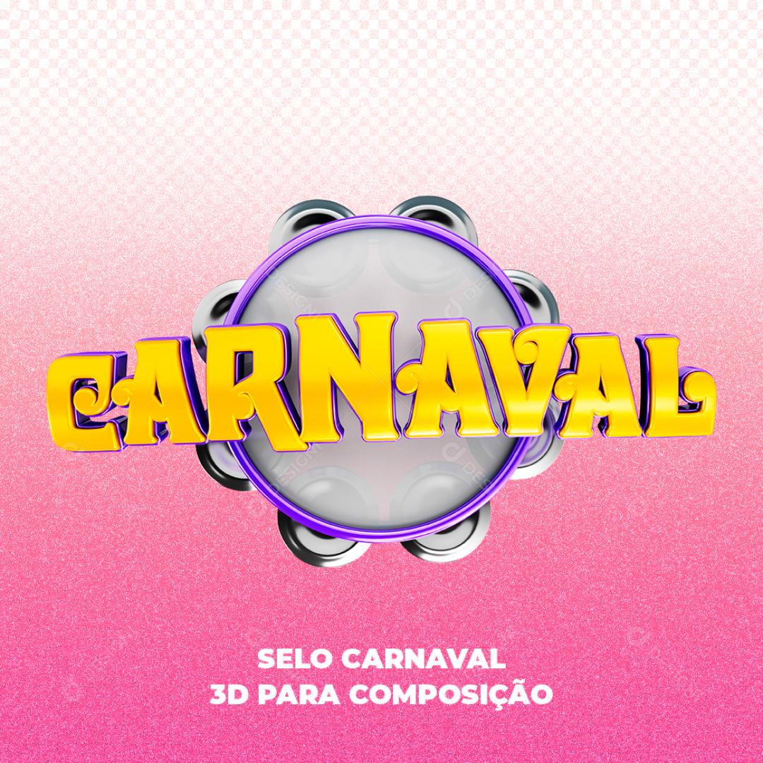 Selo 3D Para Composição Carnaval Coloridos PNG Transparente