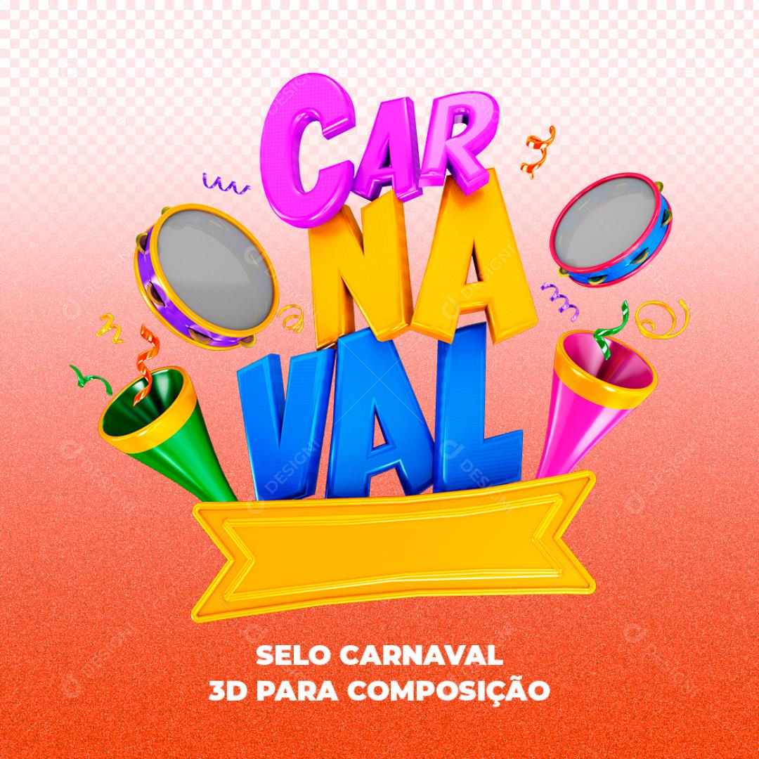 Selo 3D Para Composição Carnaval Coloridos PNG Transparente