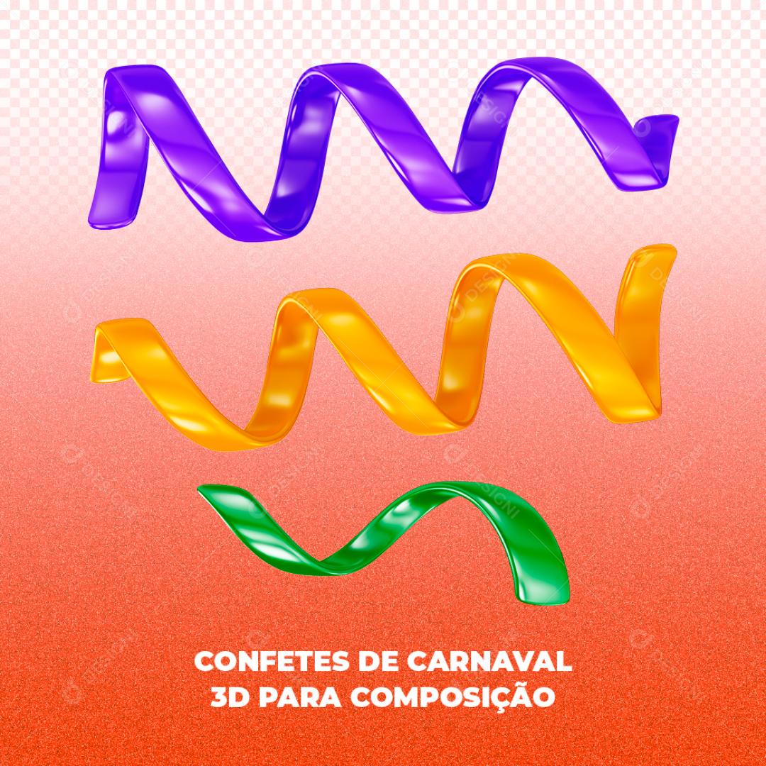 Elementos 3D Para Composição Confetes PNG Transparente