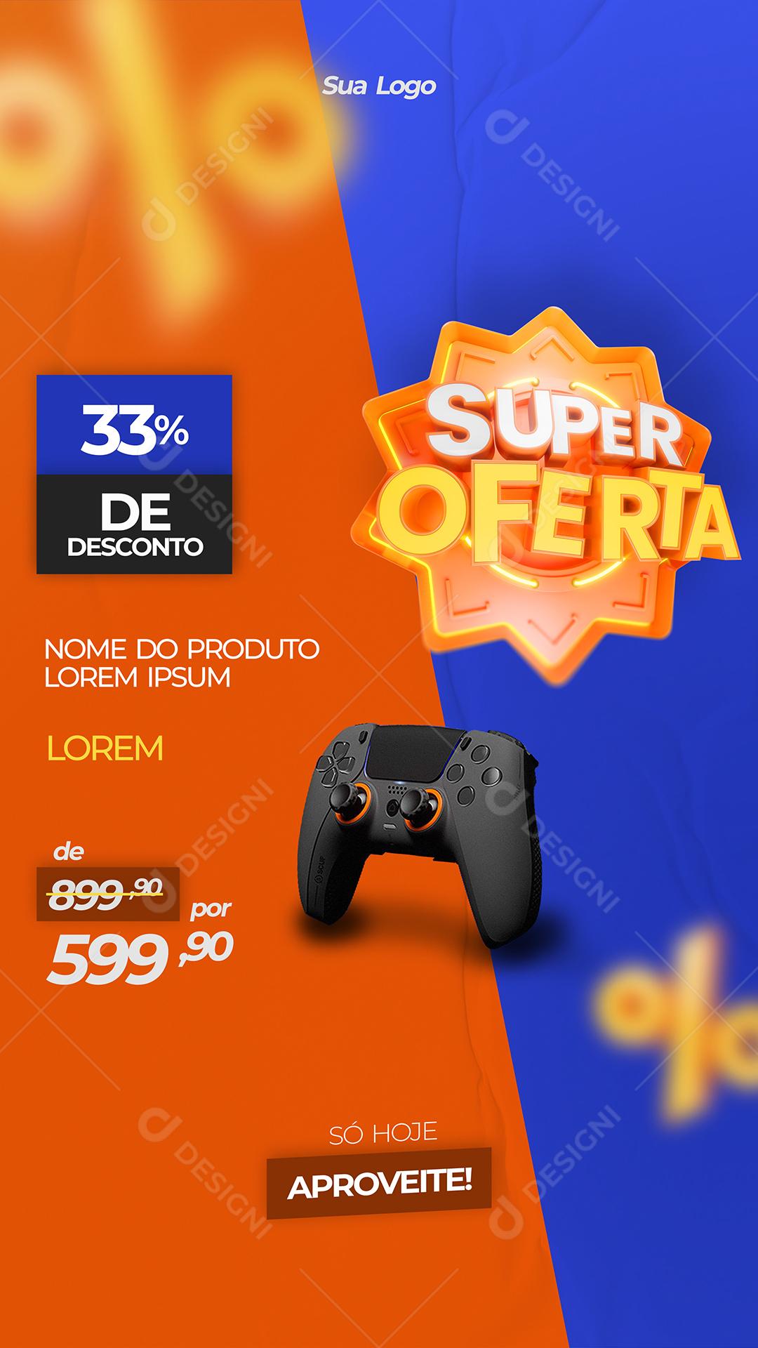 Super Ofertas Controle Gamer 33% de Desconto Social Media PSD Editável