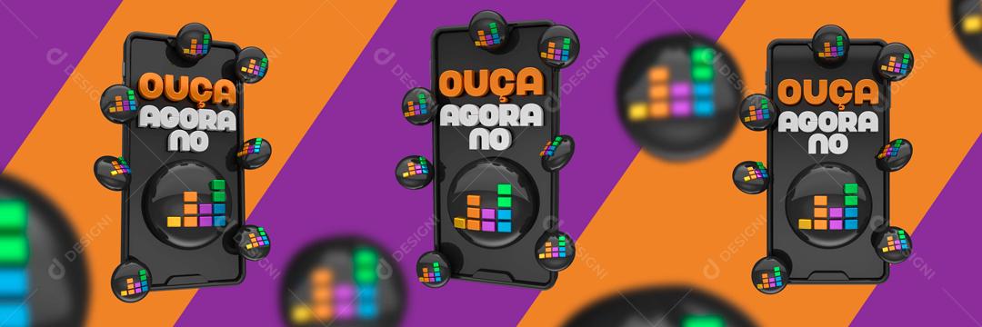 Elementos 3D Ouça Agora No Aplicativo PSD Editável