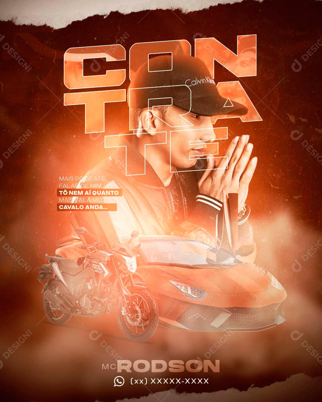 Flyer Contrate mc Rodson Social Media PSD Editável