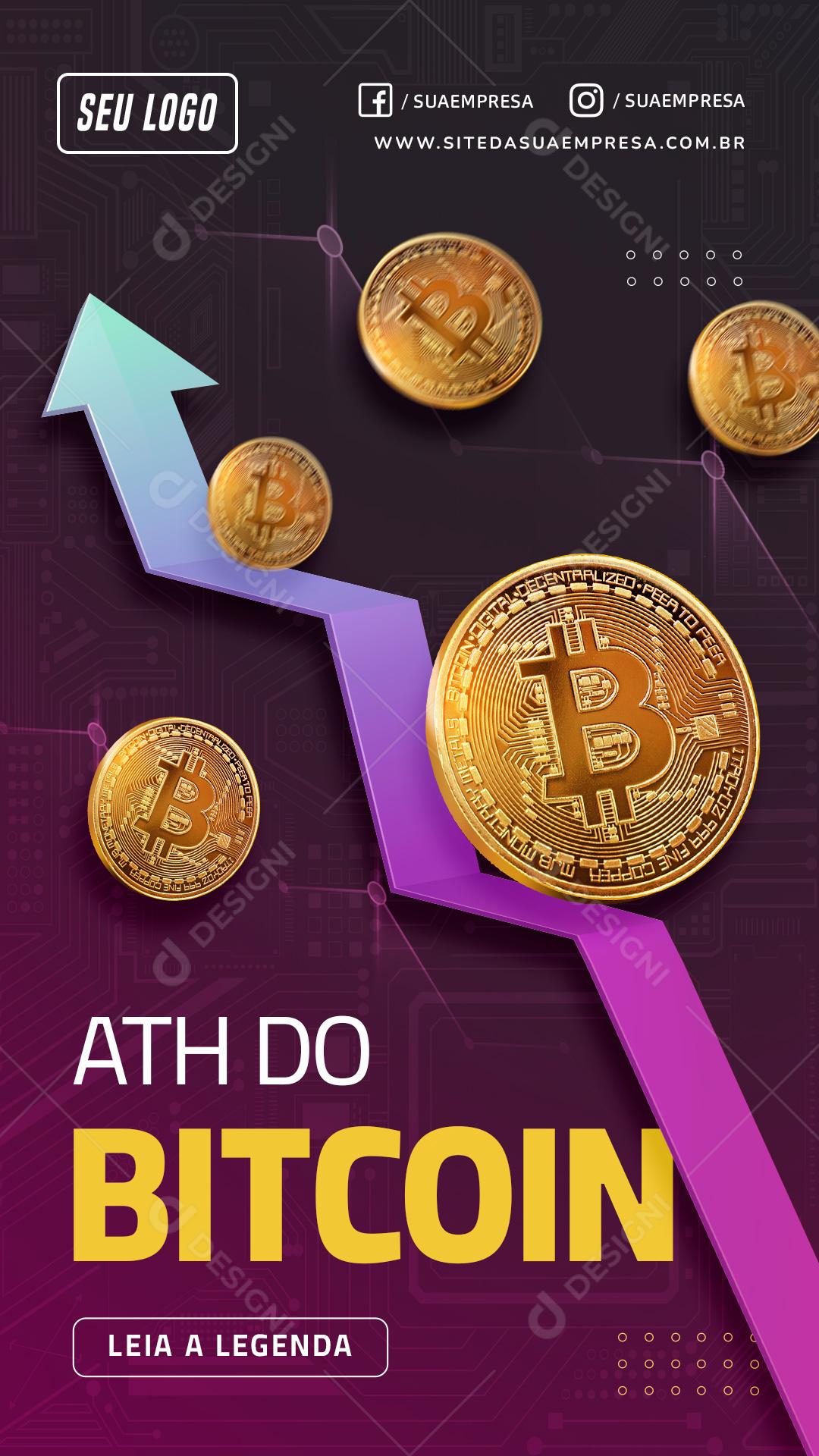 ATH Do Bitcoin Leia Mais Social Media PSD Editável