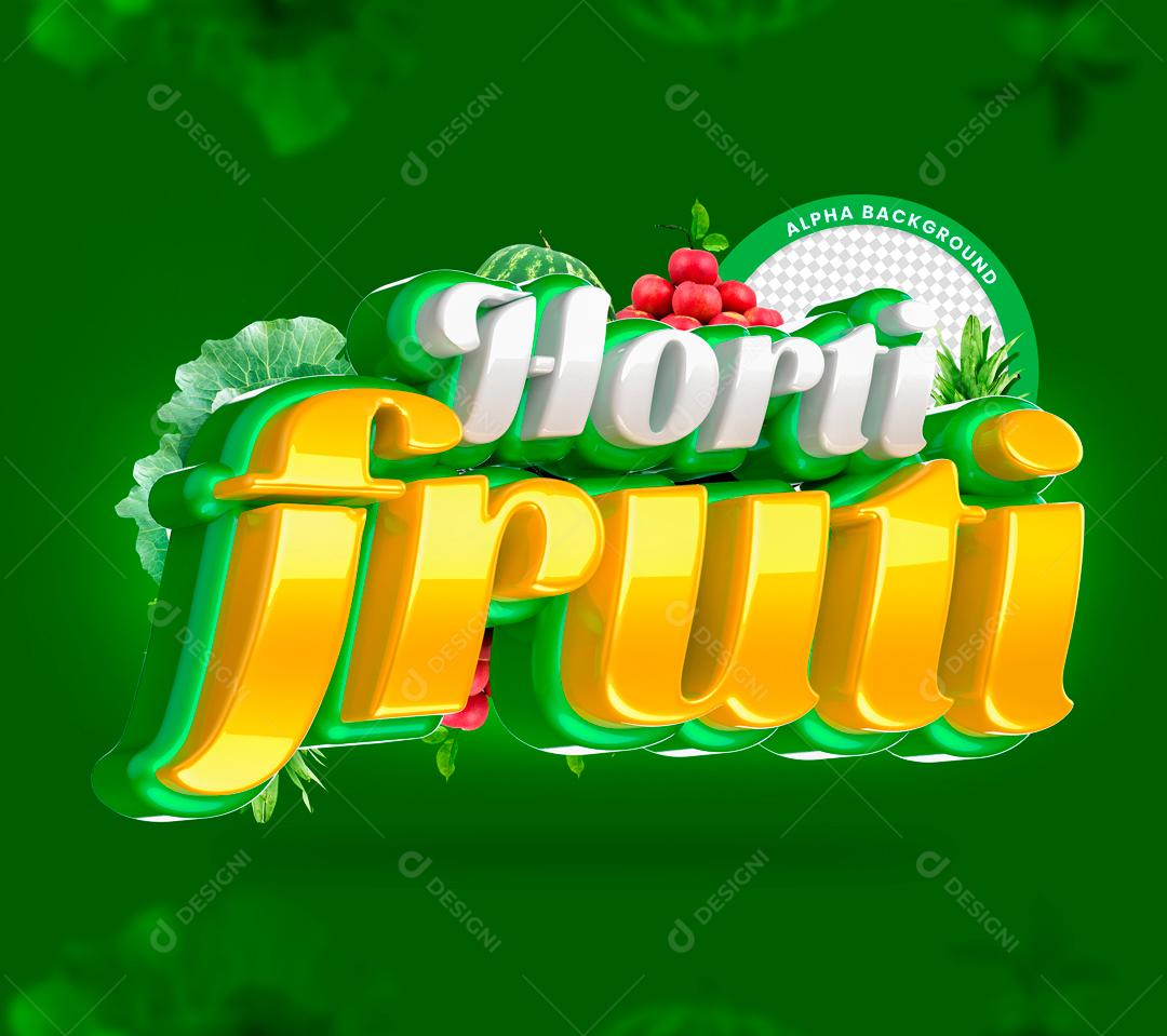 Selo 3D Para Composição Horti Fruti PSD Editável