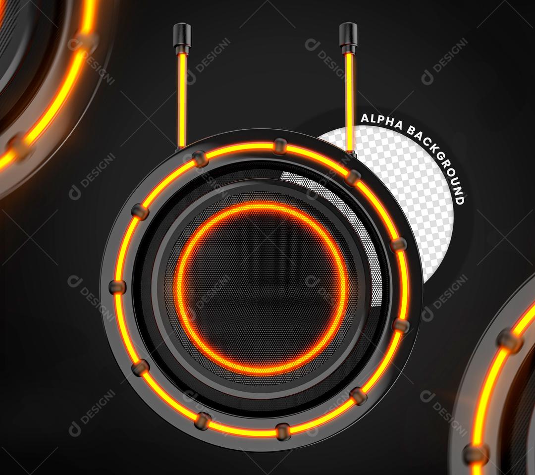 Elemento 3D Para Composição Painel De Ferro Com Leds PSD Editável